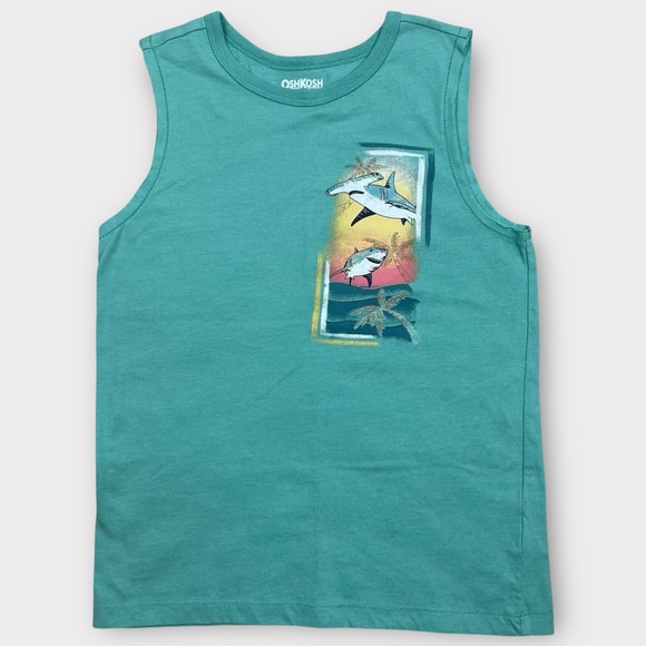OshKosh Boys Shark Graphic Tank Top Size 8 - Picture 1 of 3